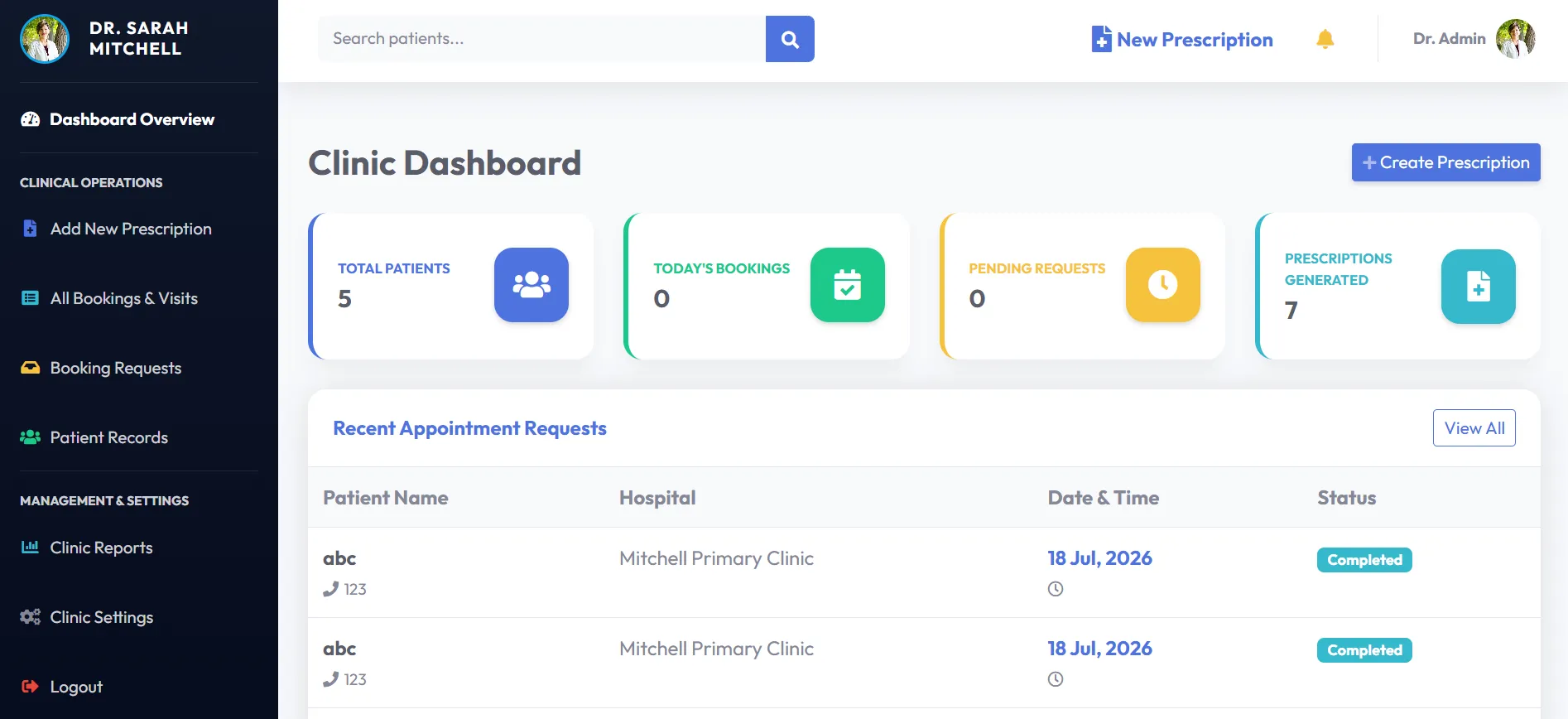 Admin Dashboard